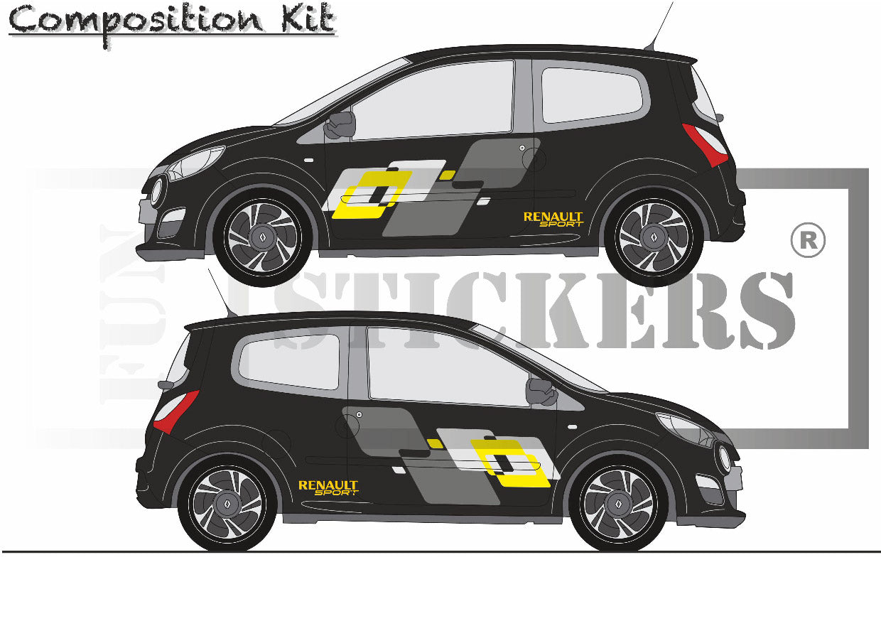 stickers autocollants pour RENAULT TWINGO - kit décoration EFFET SPORT RS