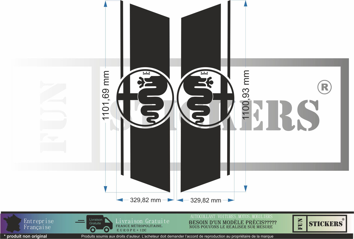 Sticker bandes latéraes – Compatible toutes alfa romeo