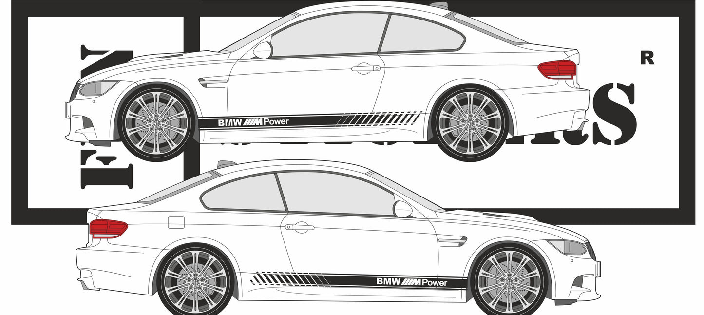 Sticker kit décoration latérales bas de caisse style M motorsport – Compatible toutes bmw