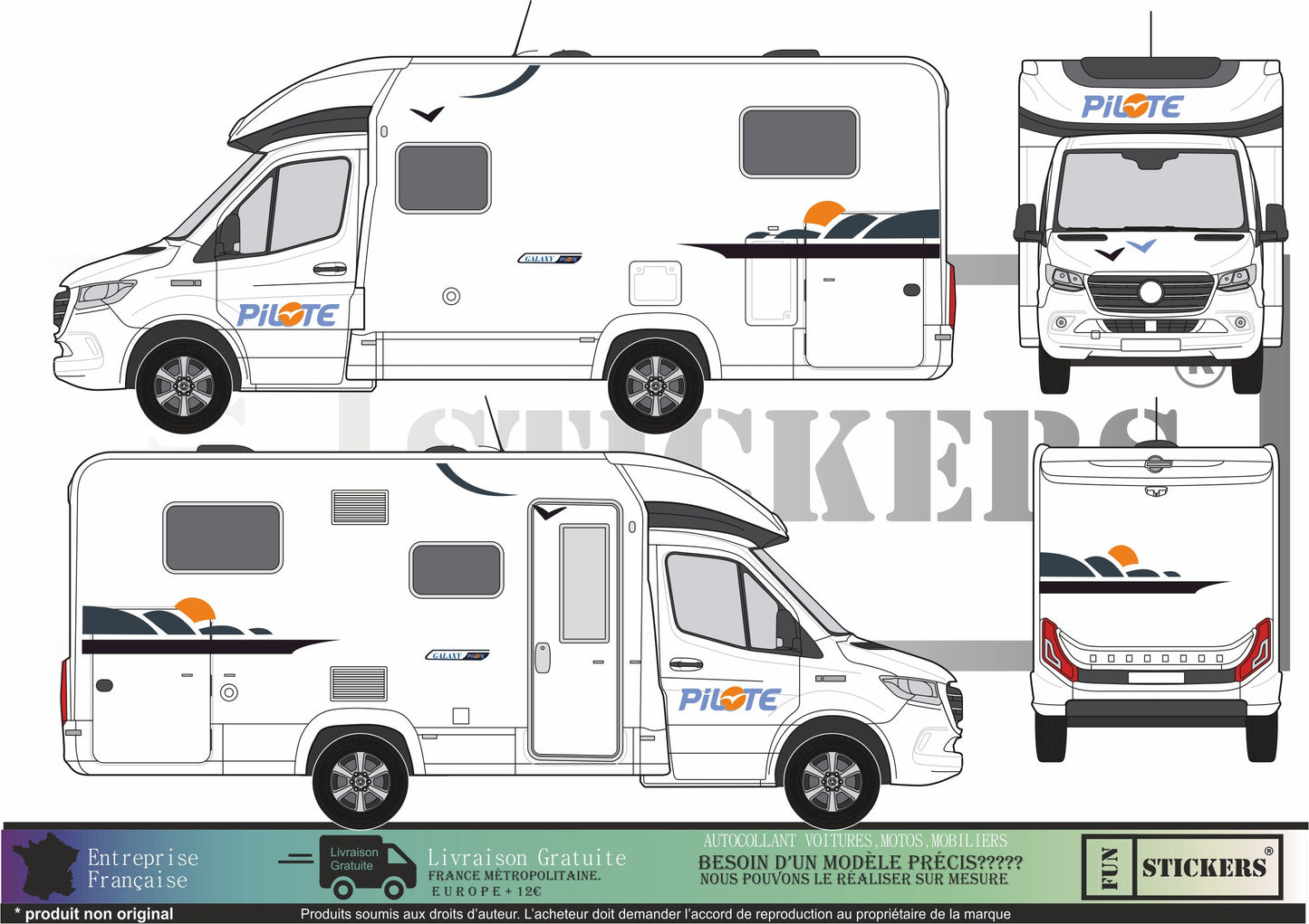 Sticker kit décoration Intégrale Pilote GALAXY – Compatible toutes marques camping-car