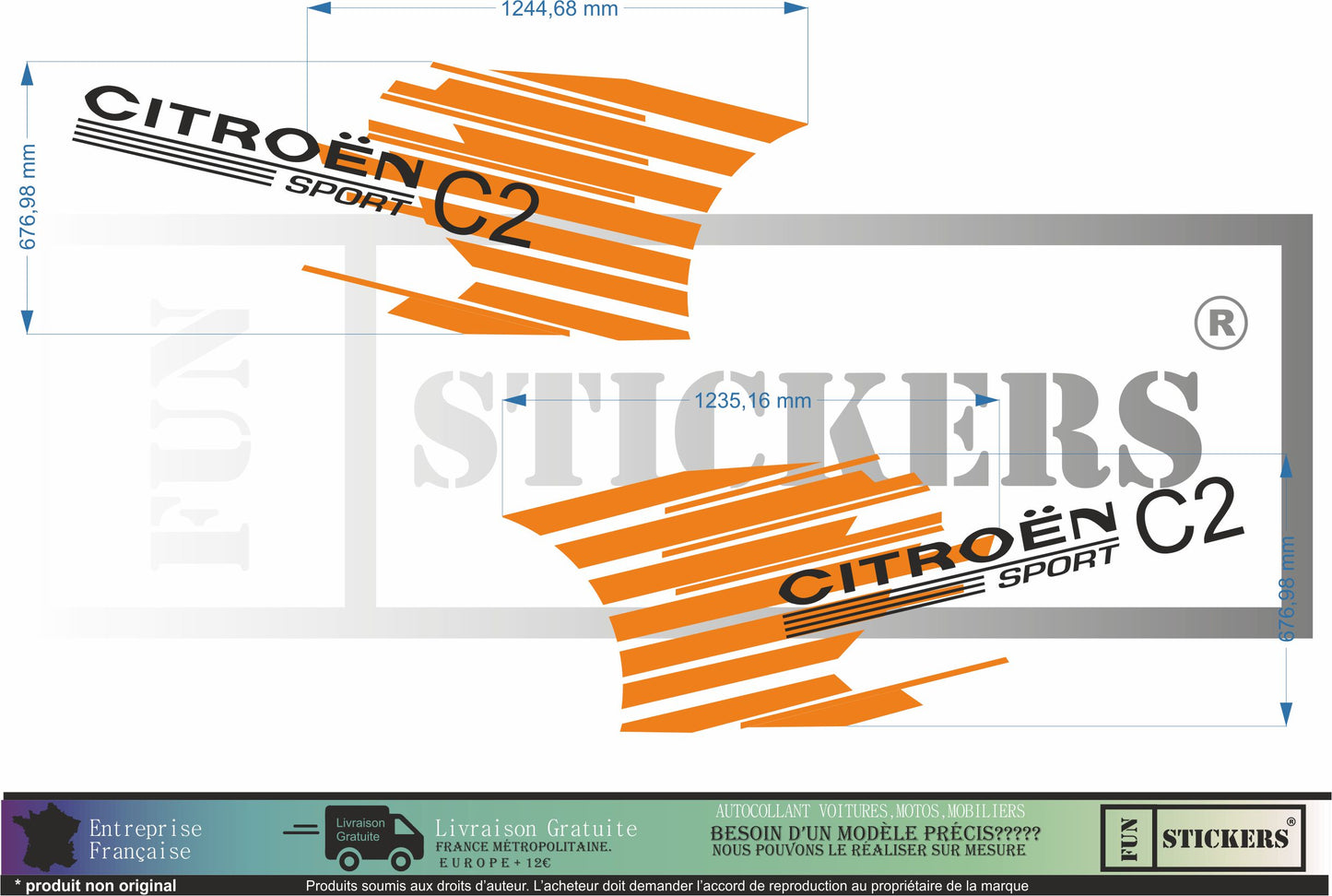 Sticker kit décoration latérales – Compatible toutes Citroen C2