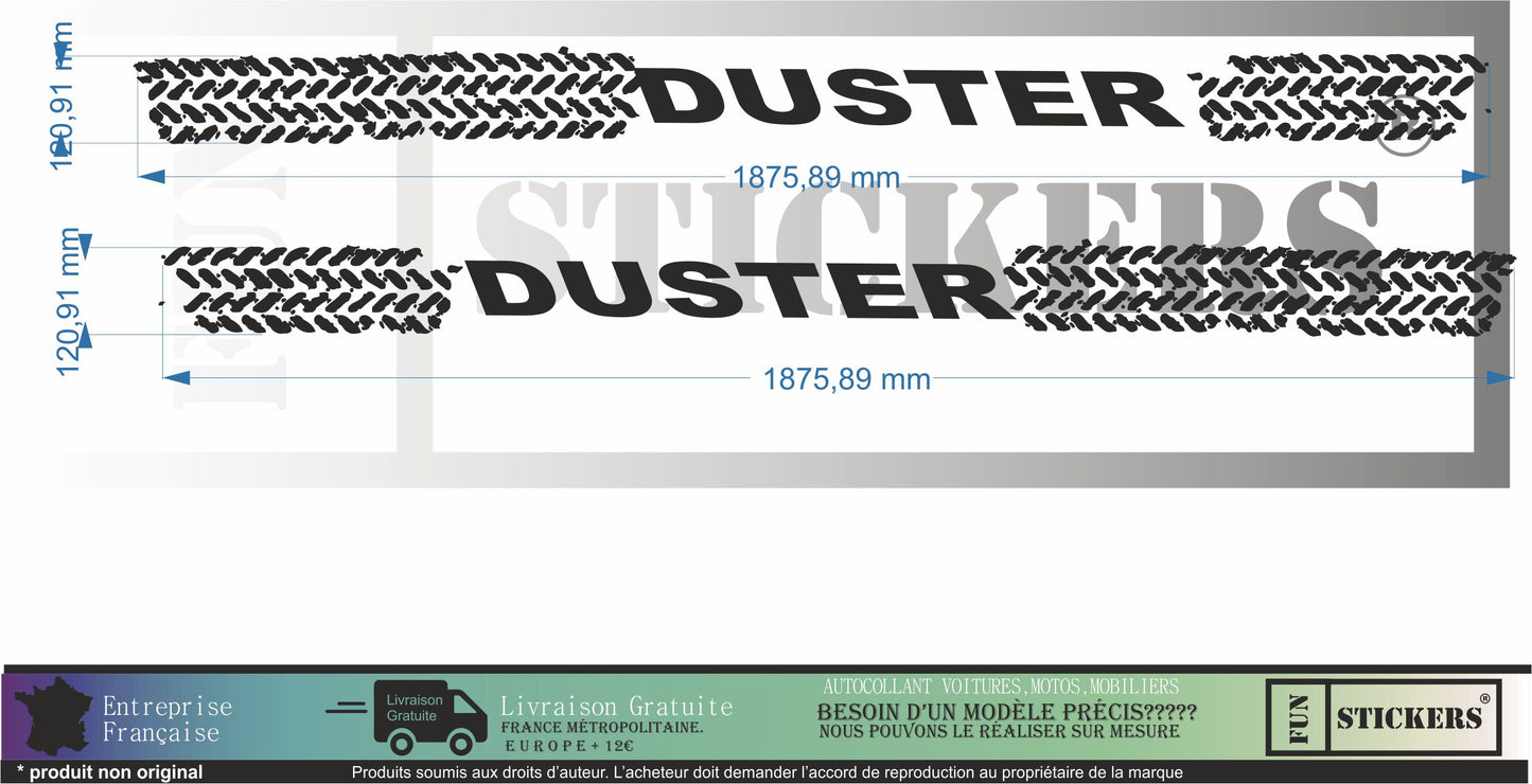 Sticker kit décoration latérale traces pneus Dacia Duster – Compatible toutes DUSTER