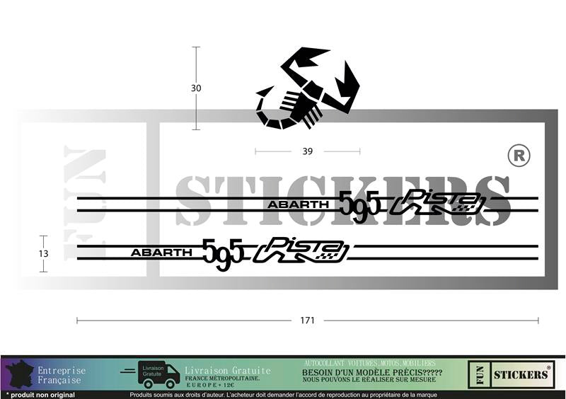 Sticker kit décoration bandes latérales bas de caisse pista 500 – Compatible toutes Fiat 500