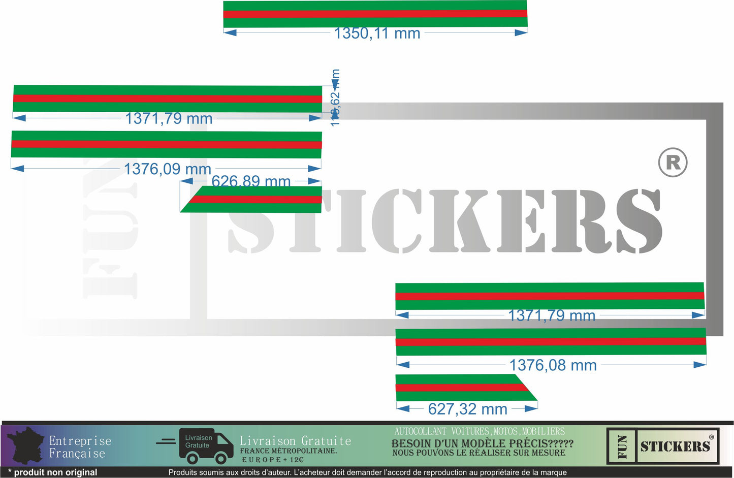 Sticker kit décoration latérales italie 500 – Compatible toutes Fiat 500
