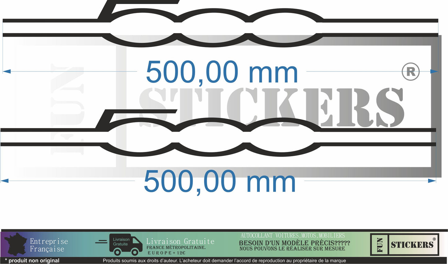 Sticker kit décoration latérales signature 500 – Compatible toutes Fiat 500