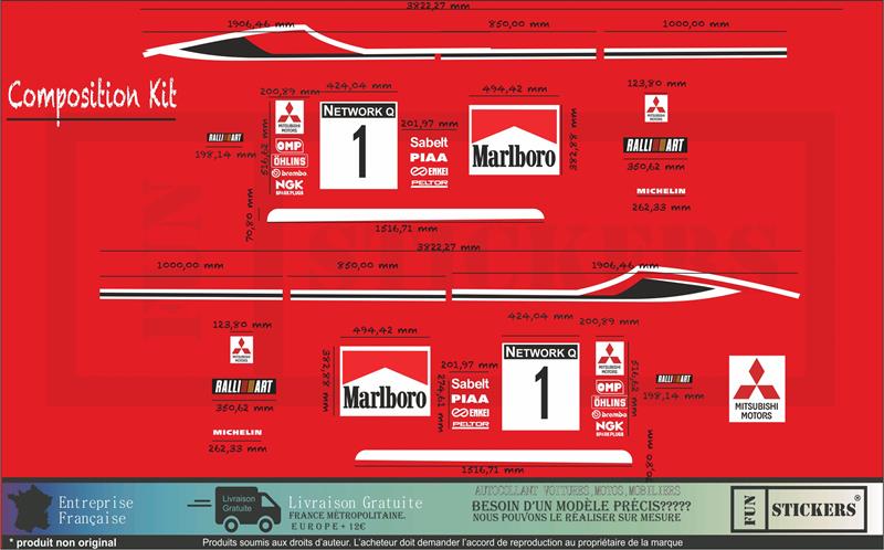 stickers autocollants pour mitsubishi lancer evo - kit décoration intégral anniversaire