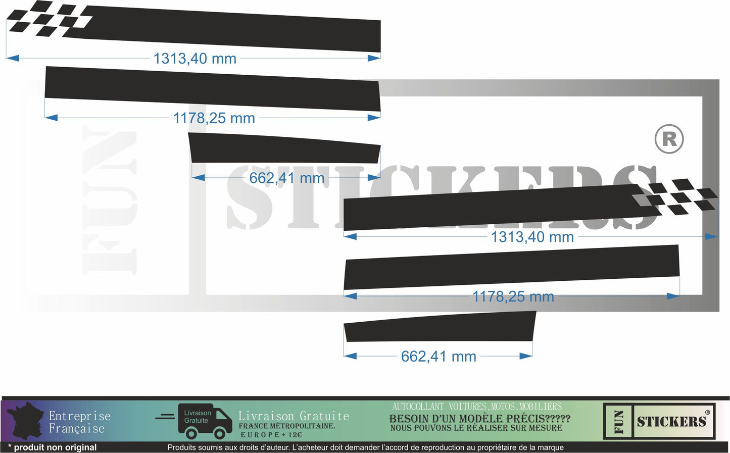 stickers autocollants pour RENAULT TWINGO 3 - kit décoration BANDES LATERALES