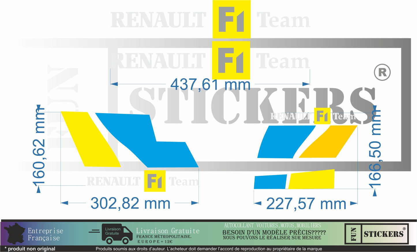 stickers autocollants pour Renault Megane - kit décoration style F1 team