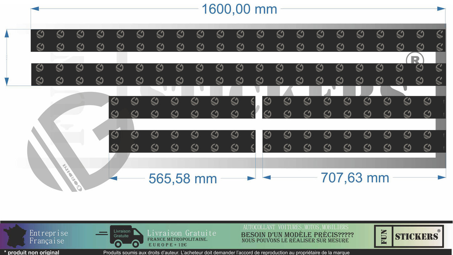 stickers autocollants pour RENAULT - kit décoration Bandes effet gordini