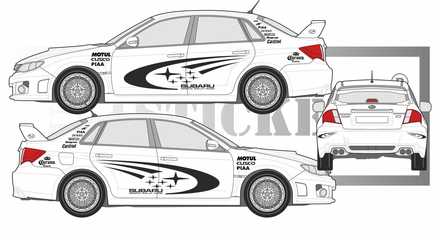 stickers autocollants pour Subaru - kit décoration effet impreza wrc