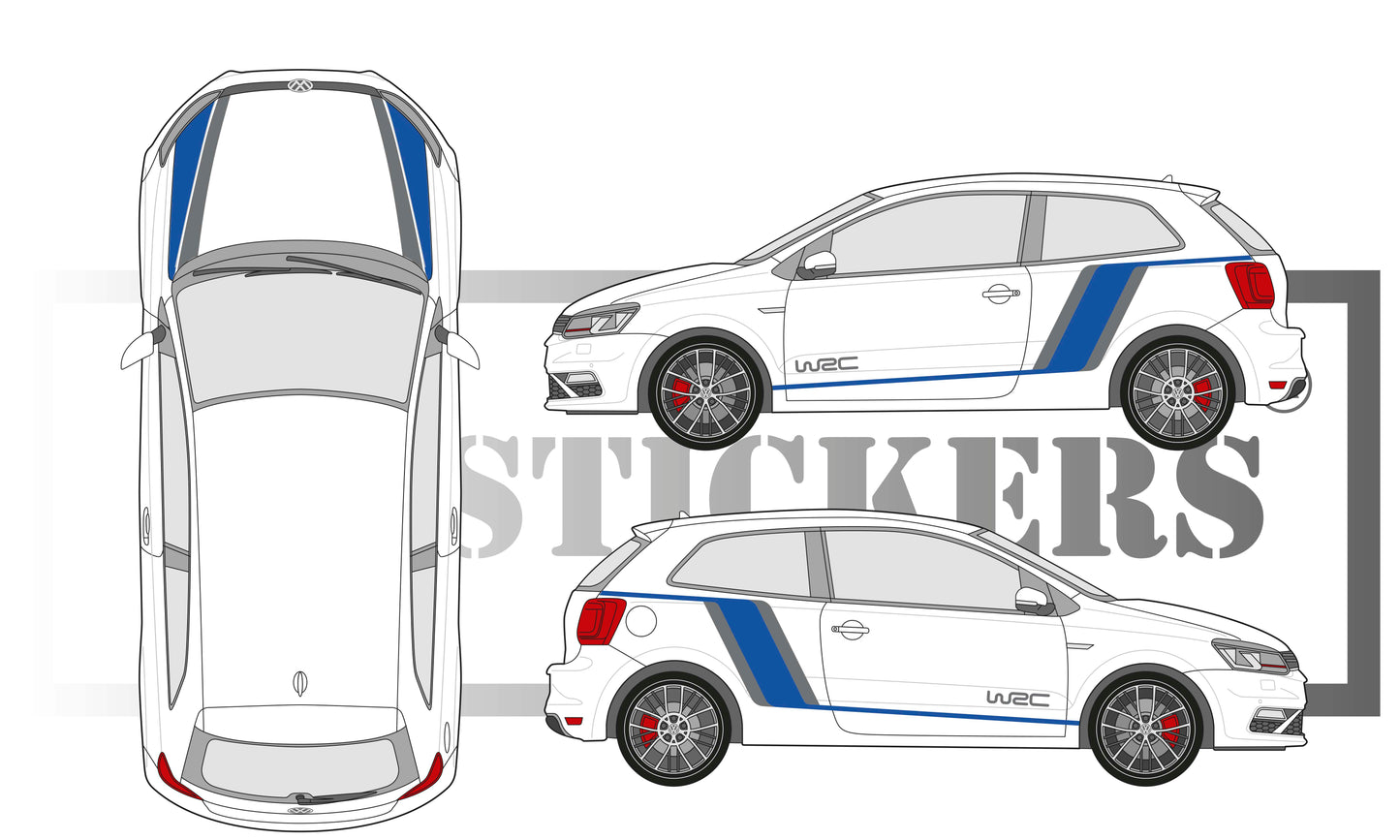 stickers autocollants pour polo wrc - kit décoration intégral