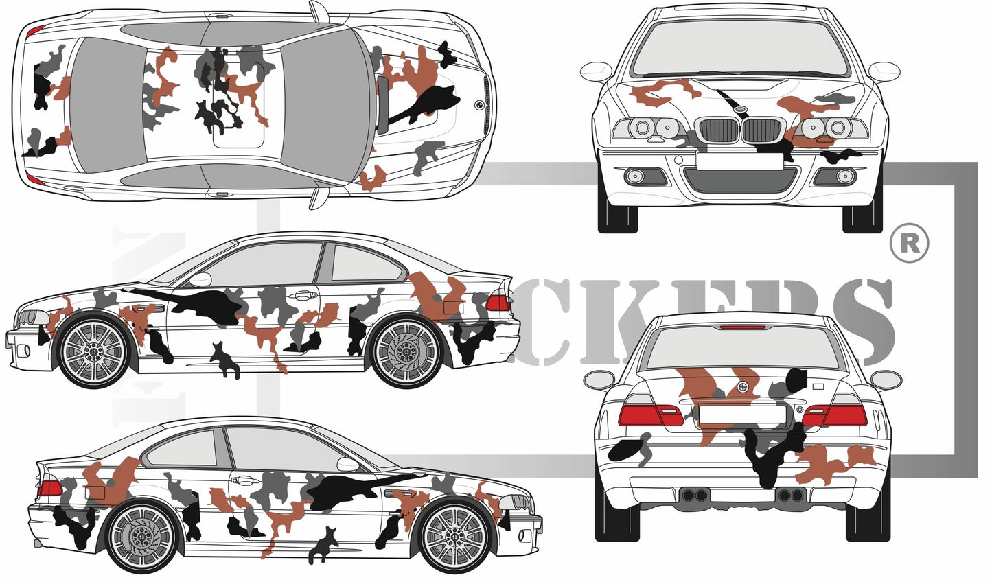 Sticker kit décoration intégral camouflage militaire – Compatible toutes bmw