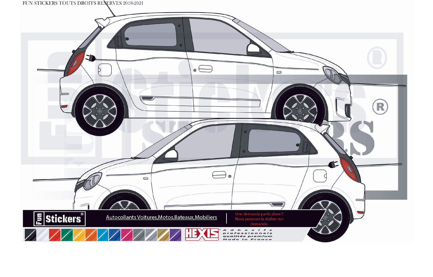 stickers autocollants RENAULT TWINGO 3 ELECTRIQUE - kit décoration intégral