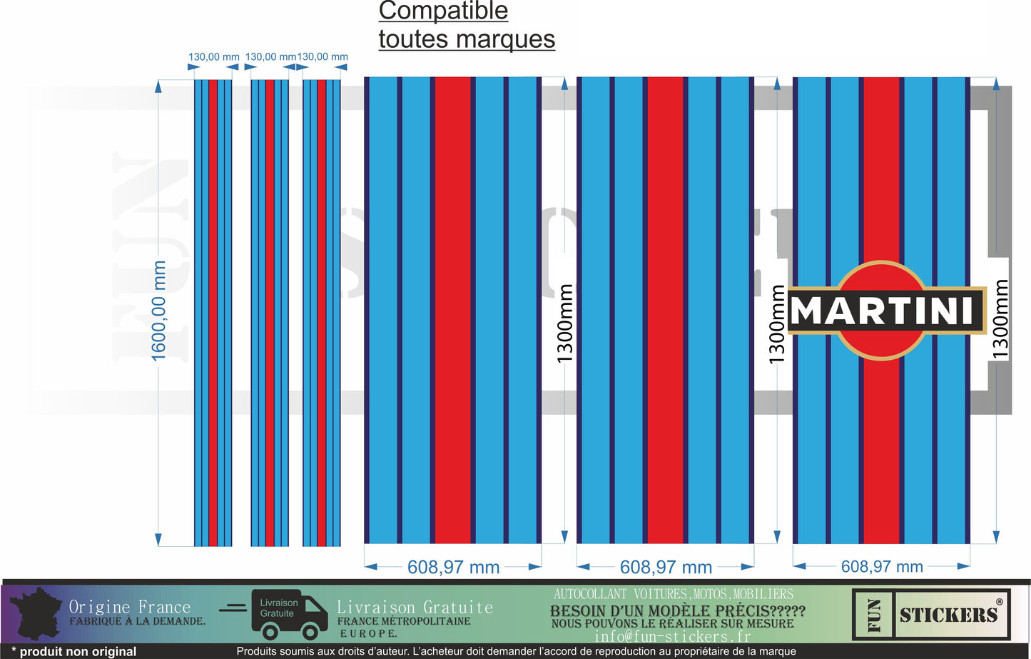 stickers autocollants Martini racing - kit décoration sponsor