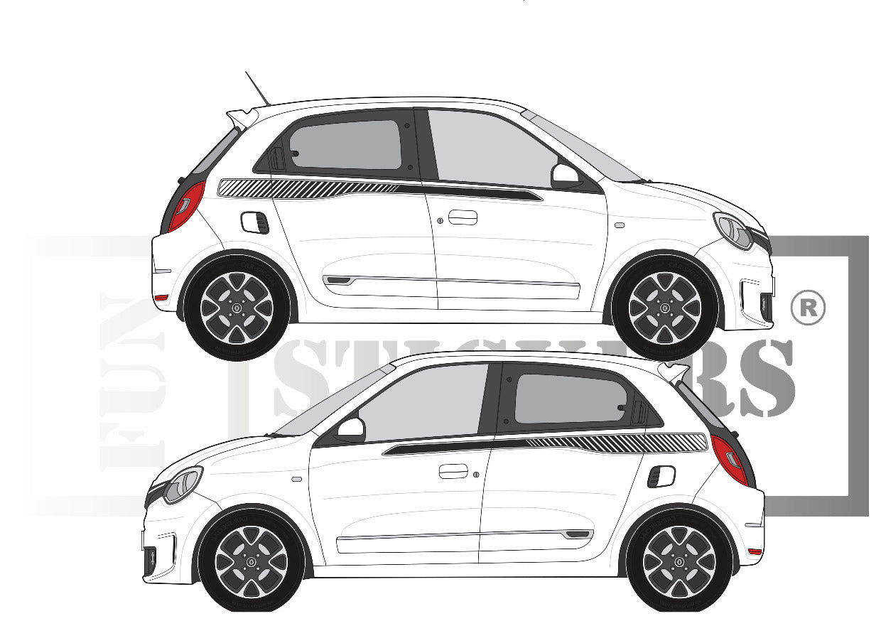 stickers autocollants pour RENAULT TWINGO 3 - kit décoration BANDES STRIPE