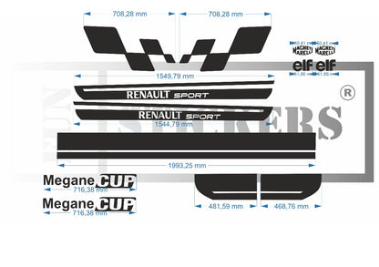 stickers autocollants pour Renault megane - kit décoration Cup sport rs