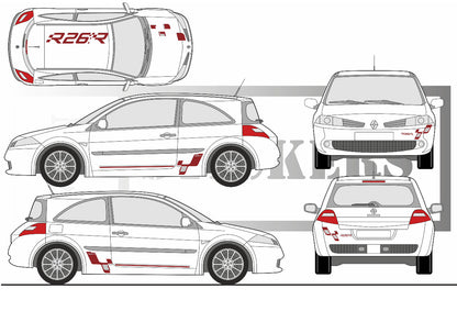 stickers autocollants pour Renault megane - kit décoration effet R26 cup
