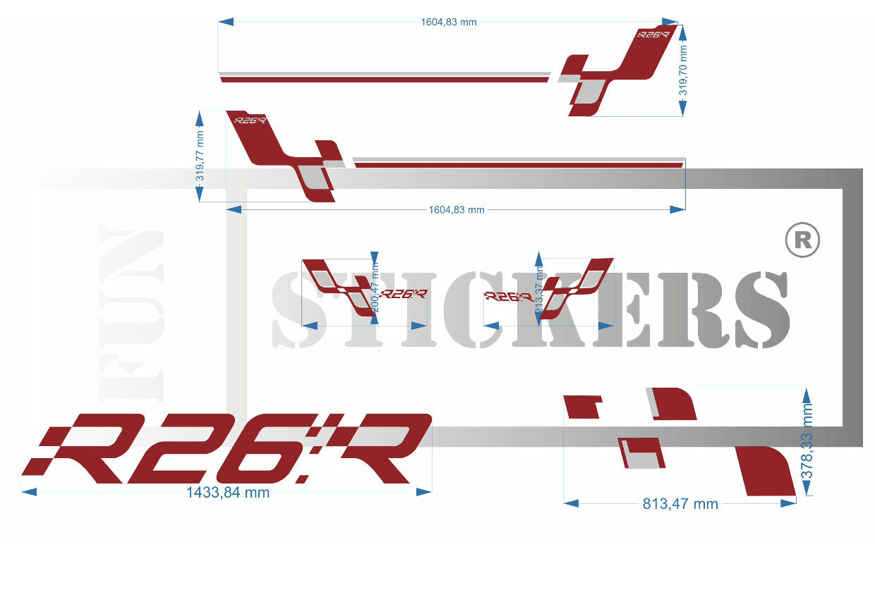 stickers autocollants pour Renault megane - kit décoration effet R26 cup