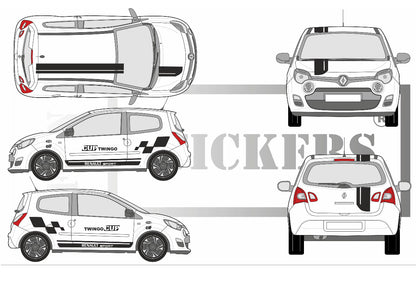 stickers autocollants pour RENAULT TWINGO  - kit décoration INTEGRALE