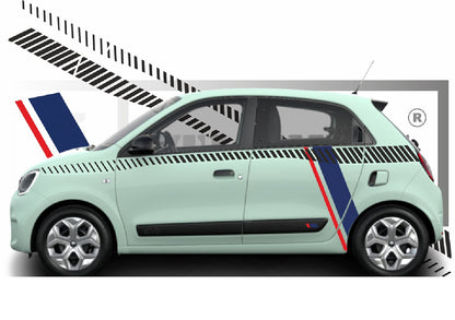 stickers autocollants pour RENAULT TWINGO 3 - kit décoration BANDES BLEU ROUGE
