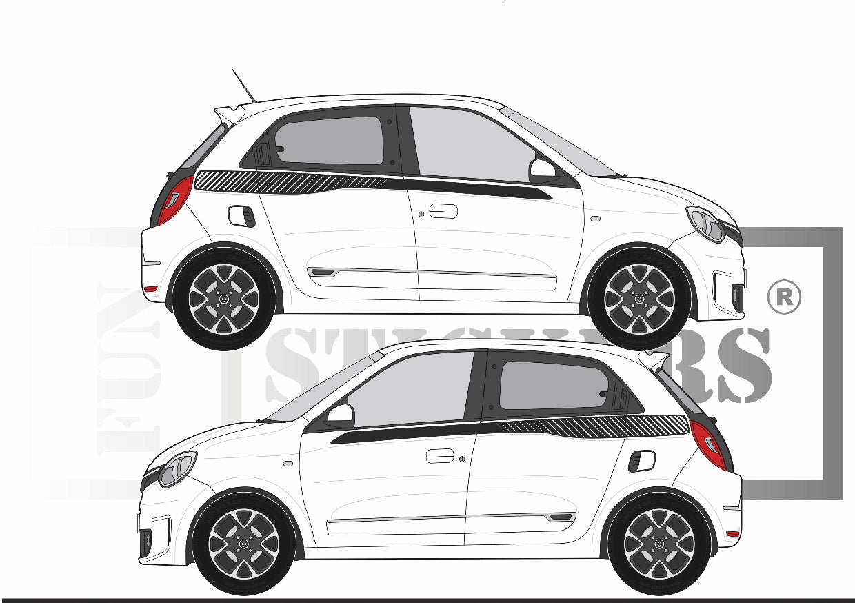 stickers autocollants pour RENAULT TWINGO 3 - kit décoration BANDES LATERALES
