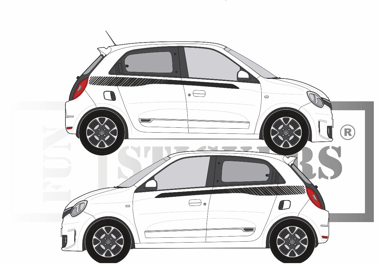 stickers autocollants pour RENAULT TWINGO 3 - kit décoration BANDES STRIPE