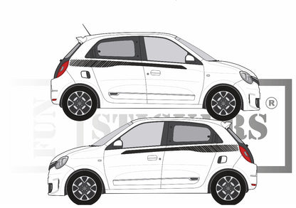 stickers autocollants pour RENAULT TWINGO 3 - kit décoration BANDES STRIPE