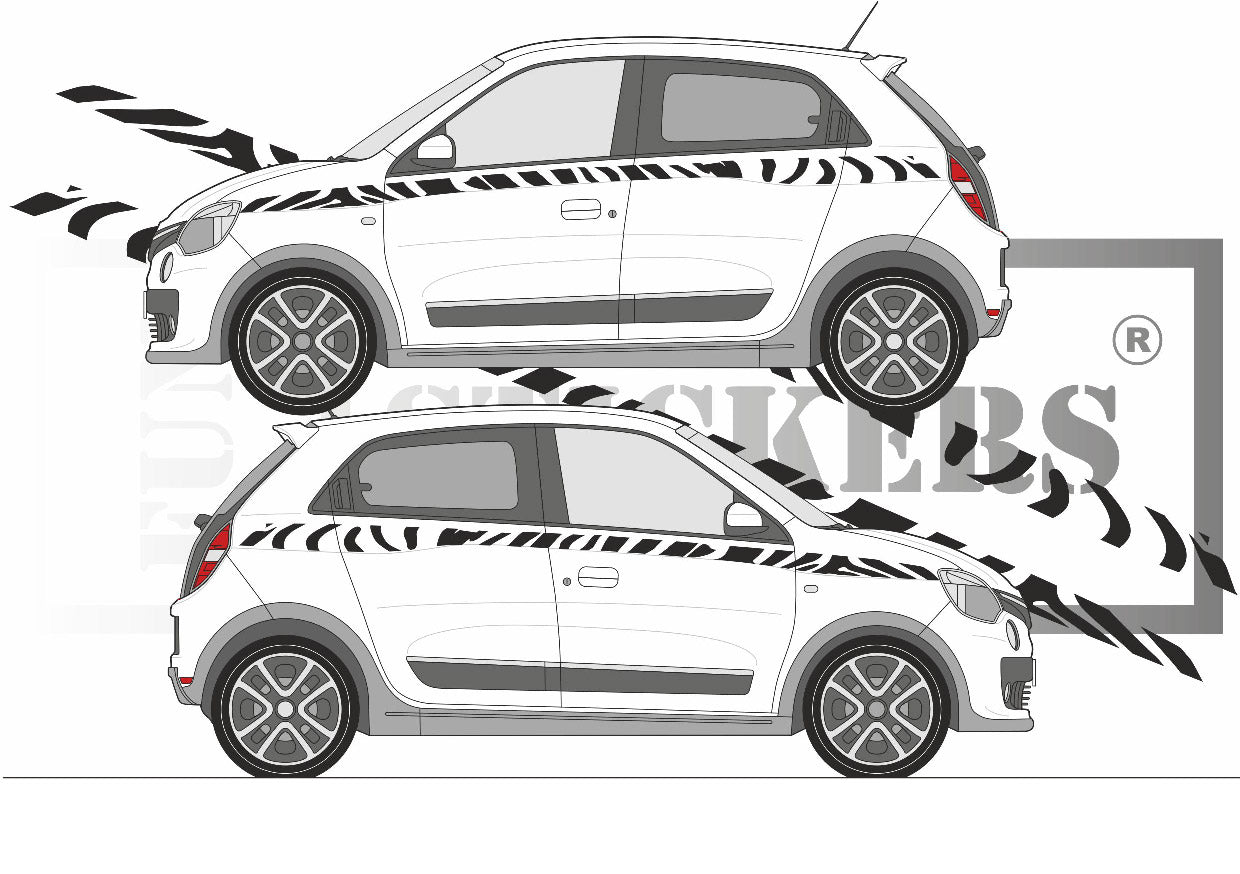 stickers autocollants POUR RENAULT TWINGO 3 - kit décoration BANDES intégral