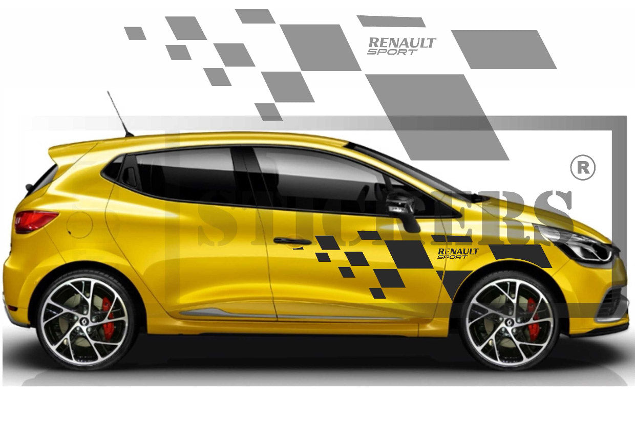 stickers autocollants pour Renault  - kit décoration damiers latérales