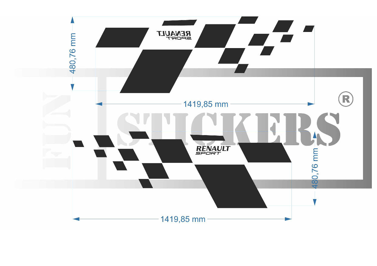 stickers autocollants pour Renault  - kit décoration damiers latérales