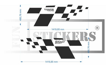 stickers autocollants pour Renault  - kit décoration damiers latérales