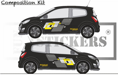 stickers autocollants pour RENAULT TWINGO - kit décoration EFFET SPORT RS