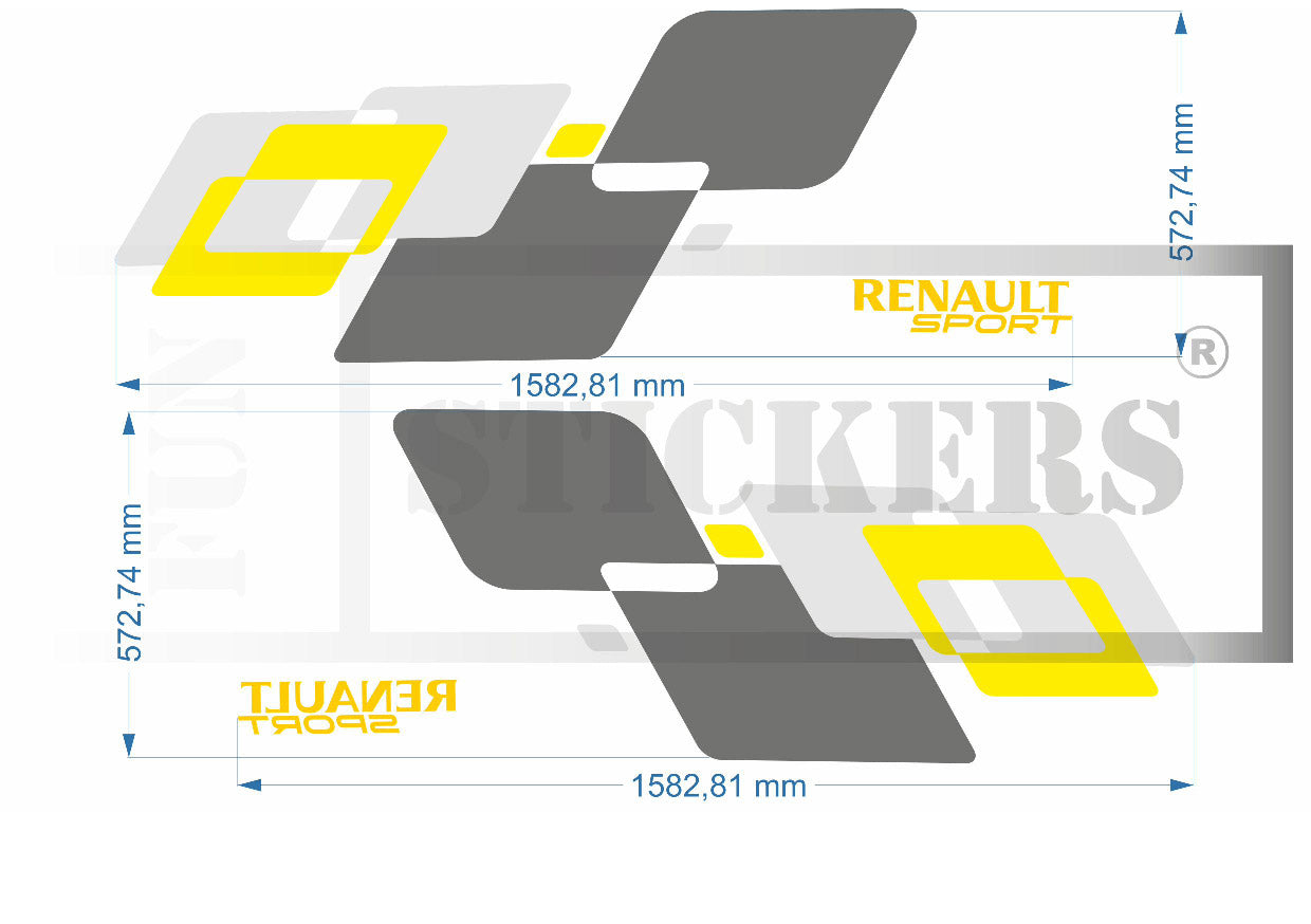 stickers autocollants pour RENAULT TWINGO - kit décoration EFFET SPORT RS