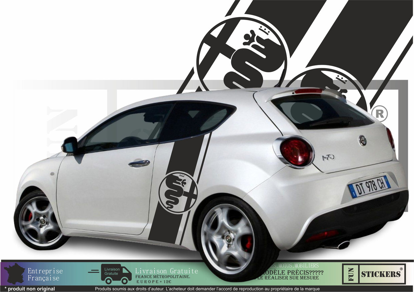 Sticker bandes latéraes – Compatible toutes alfa romeo
