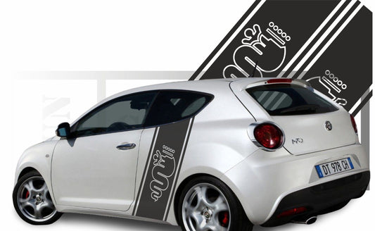Sticker kit bandes latérales serpent logo – Compatible toutes alfa romeo