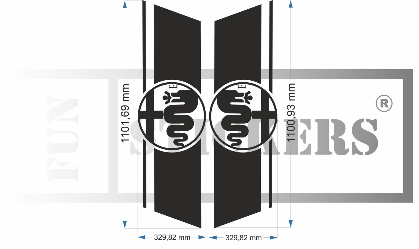Sticker bandes latéraes – Compatible toutes alfa romeo