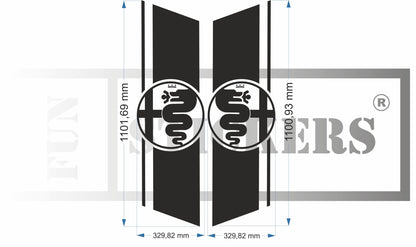 Sticker bandes latéraes – Compatible toutes alfa romeo