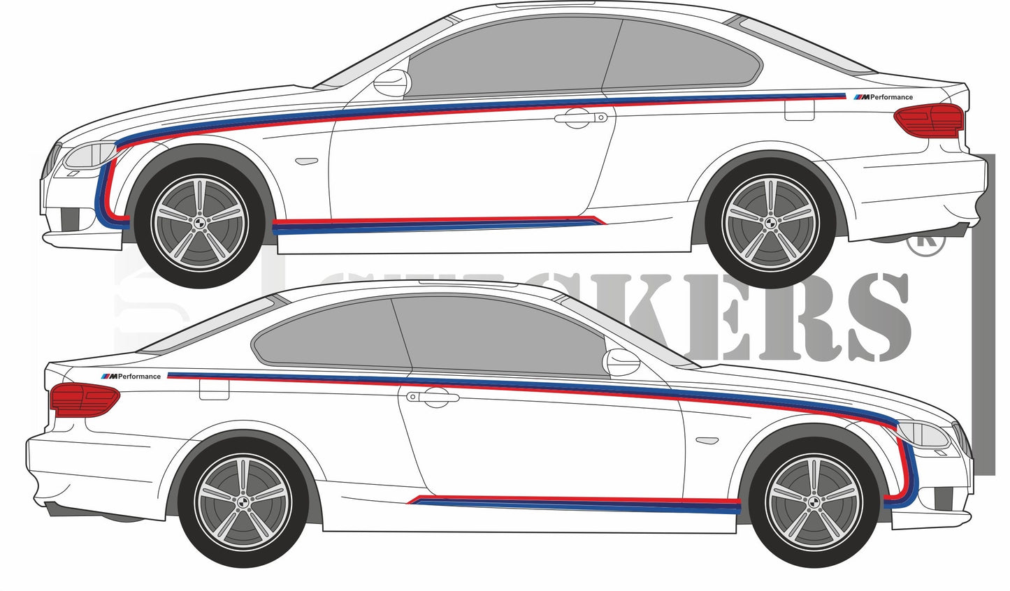 Sticker kit décoration latérales style M motorsport – Compatible toutes bmw