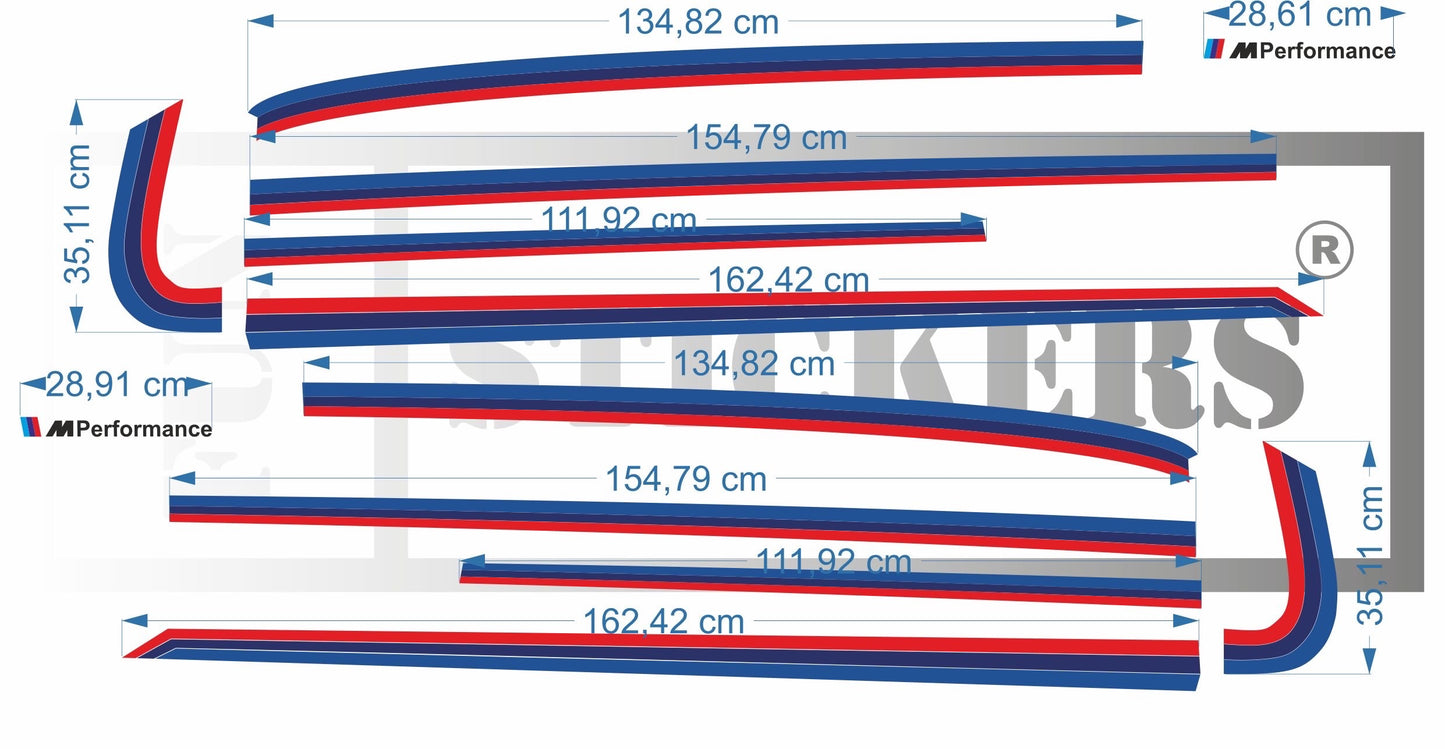 Sticker kit décoration latérales style M motorsport – Compatible toutes bmw
