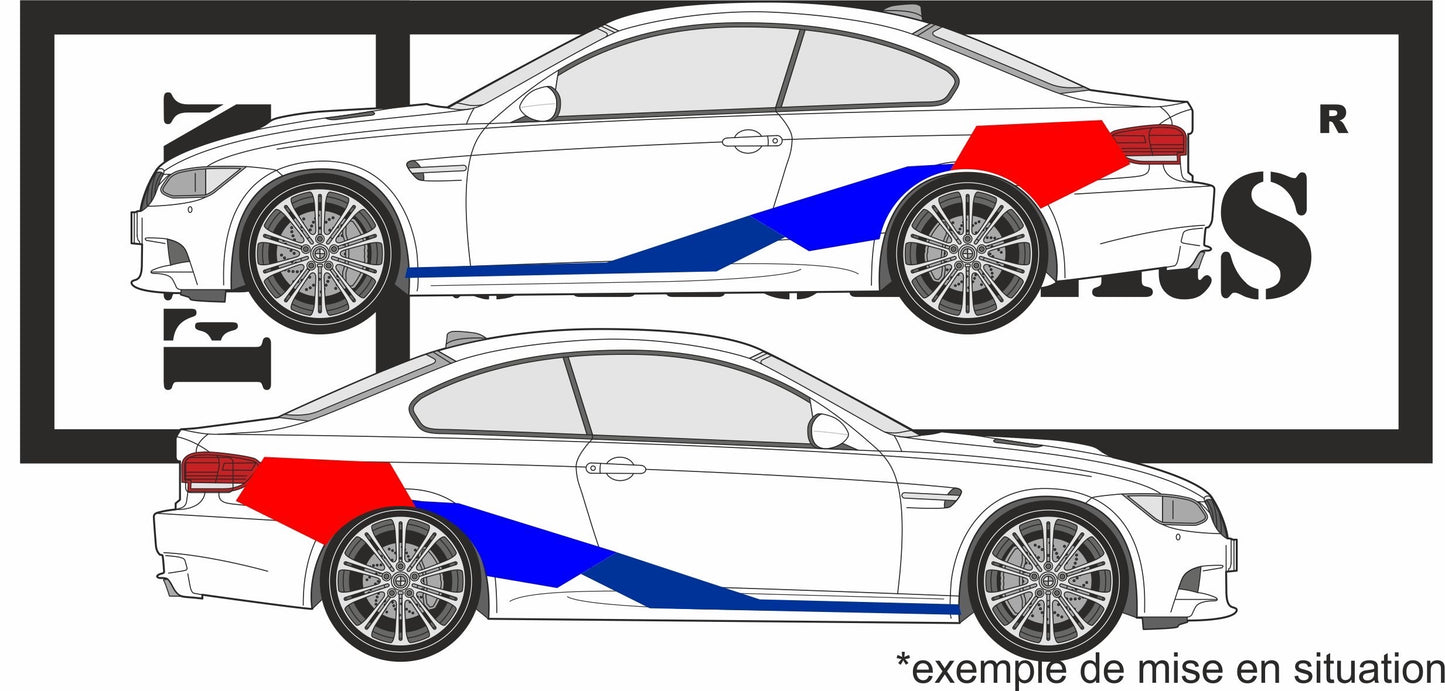 Sticker kit décoration latérales style M motorsport – Compatible toutes bmw
