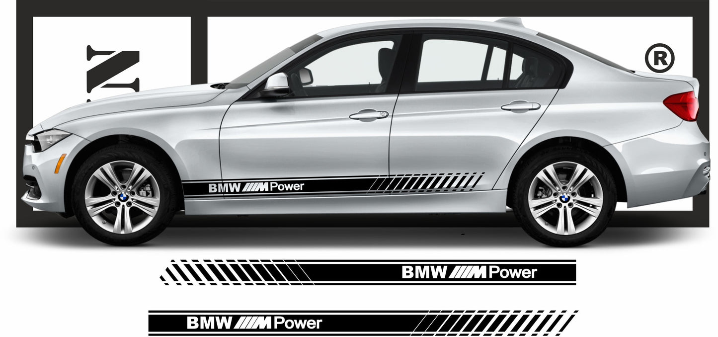 Sticker kit décoration latérales bas de caisse style M motorsport – Compatible toutes bmw