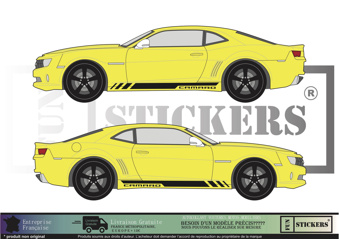 Sticker kit décoration Bandes latérale bas de caisse– Compatible toutes chevrolet