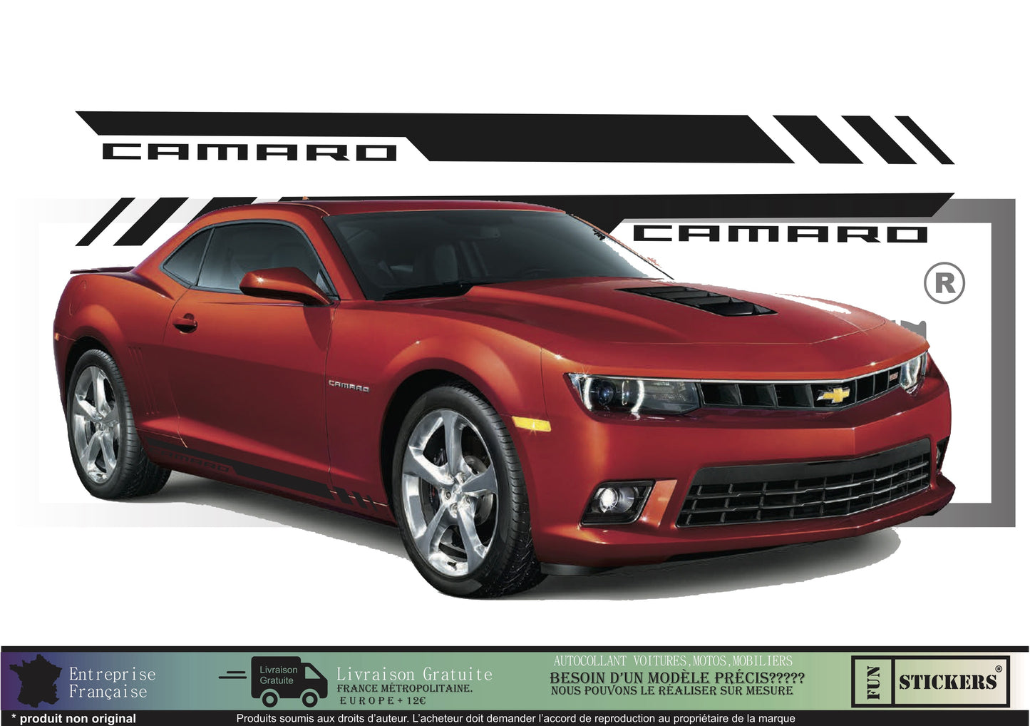 Sticker kit décoration Bandes latérale bas de caisse– Compatible toutes chevrolet