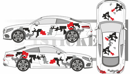 Sticker kit décoration intégral pixel camouflage moderne – Compatible toutes marques