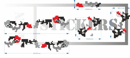 Sticker kit décoration intégral pixel camouflage moderne – Compatible toutes marques