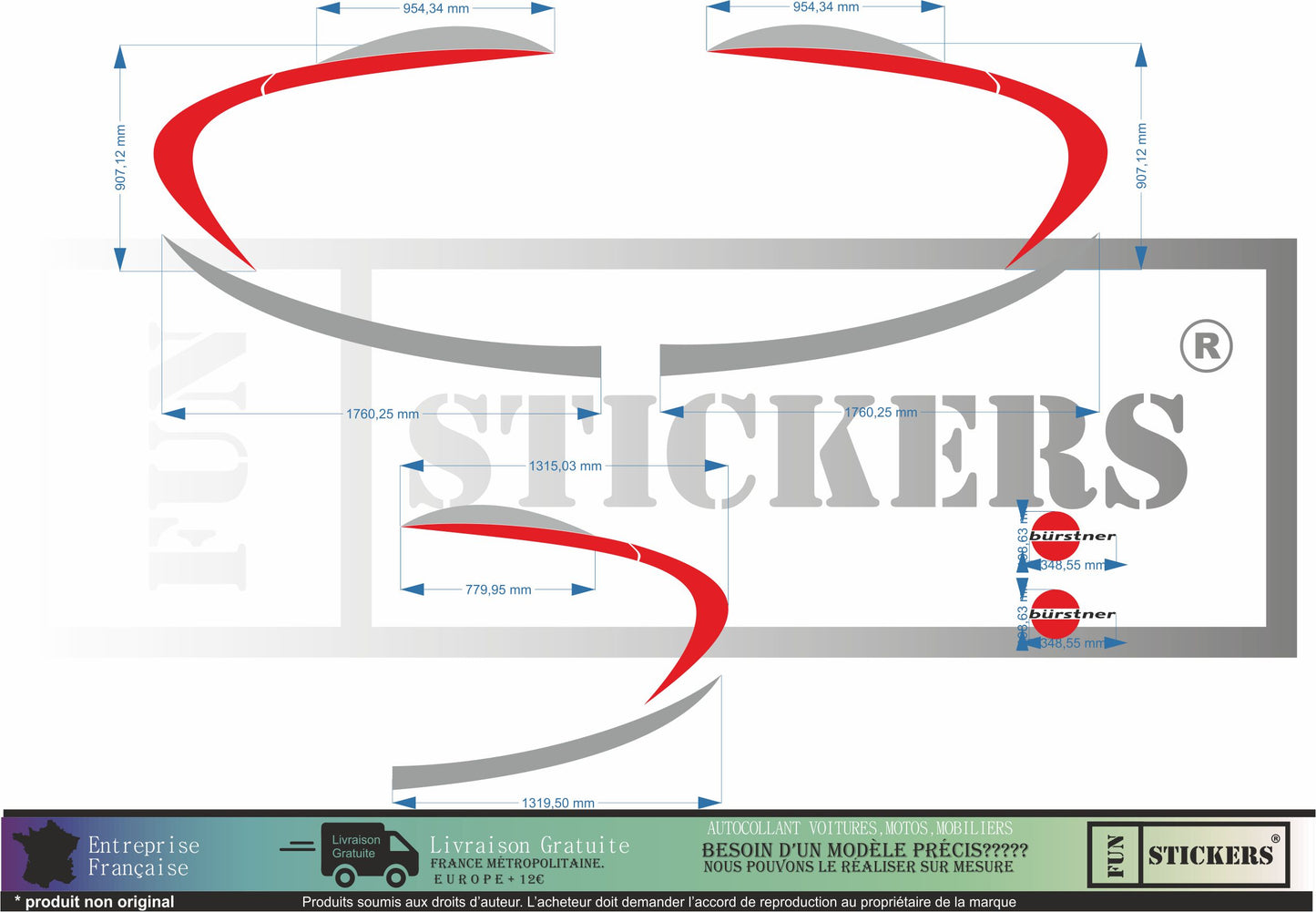 Sticker kit décoration intégral BURSTNER – Compatible toutes marques camping-car