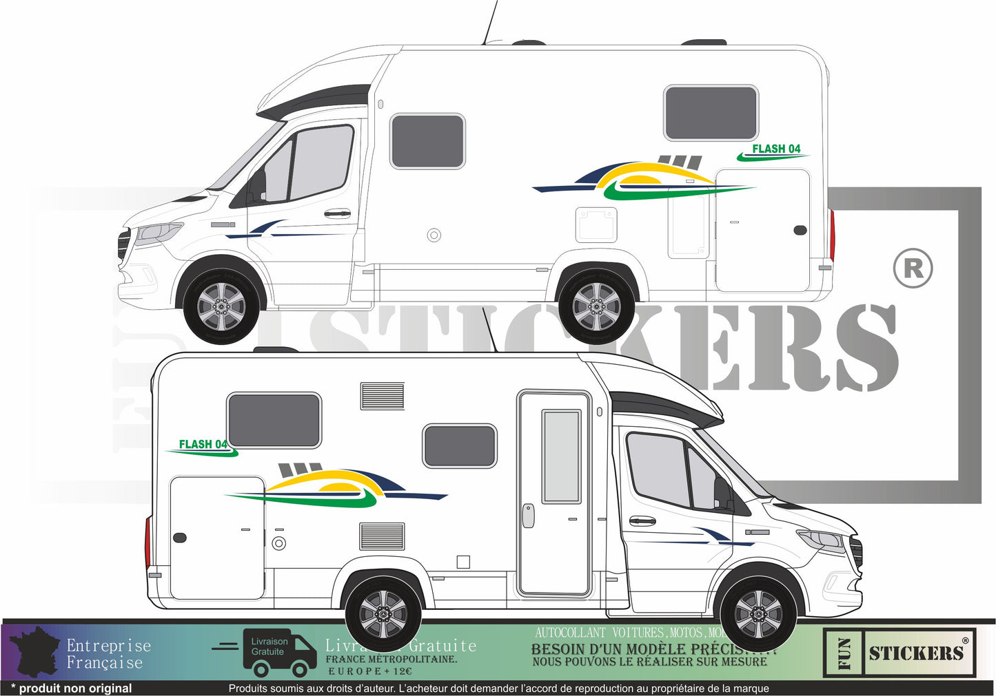 Sticker kit décoration intégral FLASH 04 – Compatible toutes marques camping-car