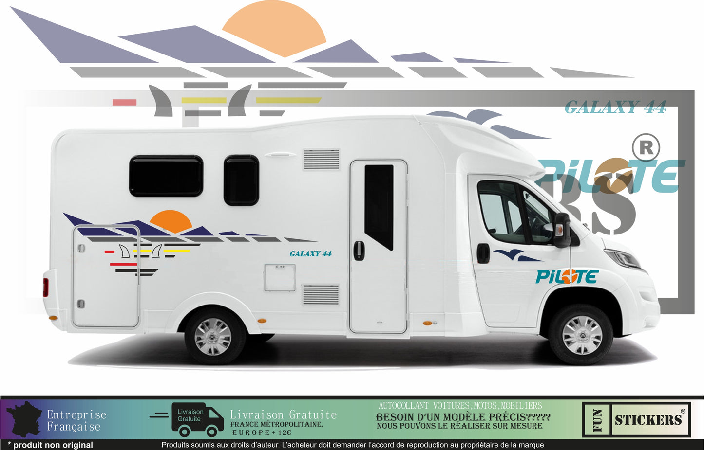 Sticker kit décoration intégrale pilote Galaxy 44 – Compatible toutes marques camping-car