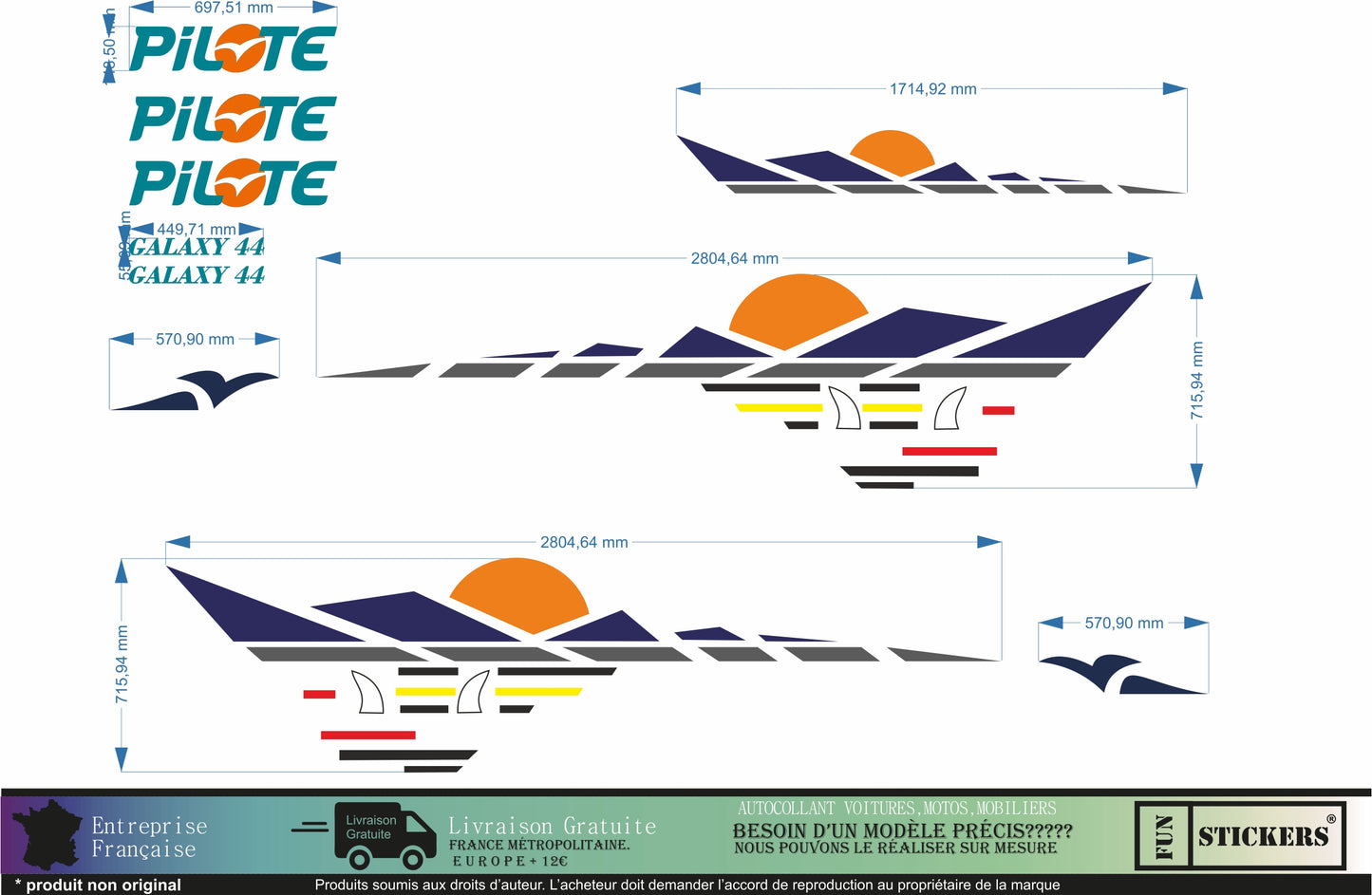 Sticker kit décoration intégrale pilote Galaxy 44 – Compatible toutes marques camping-car