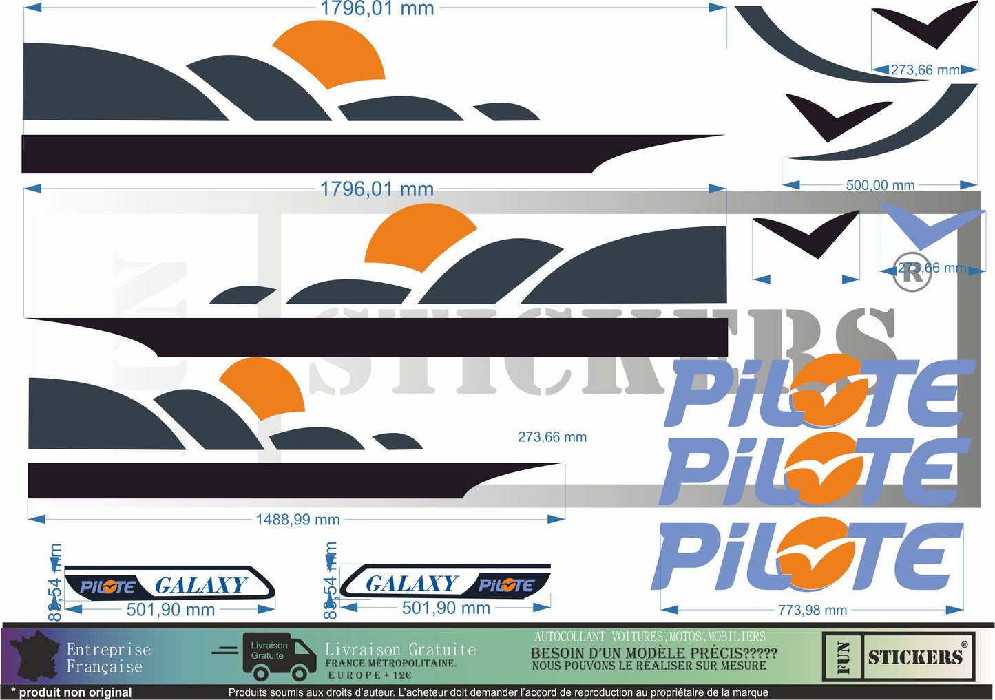Sticker kit décoration Intégrale Pilote GALAXY – Compatible toutes marques camping-car